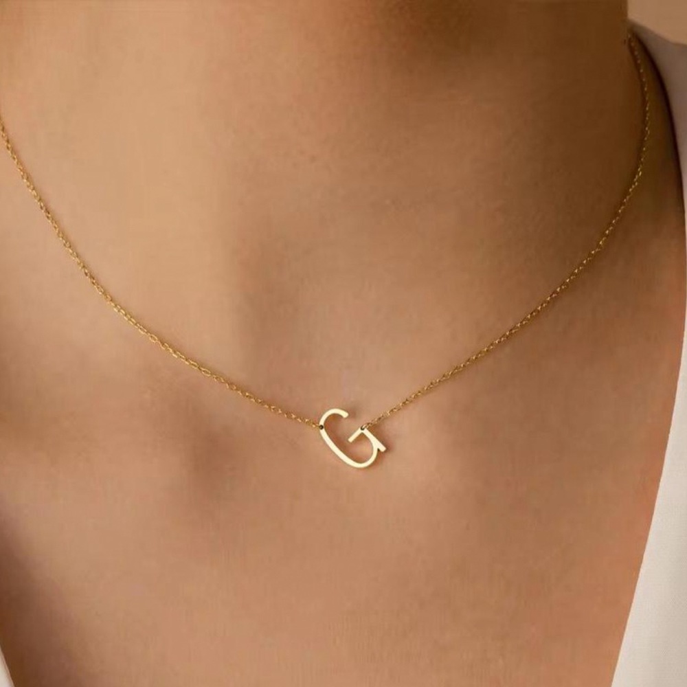 18k Gold Initial‎ “G” Necklace Jewelry, Brand new, Sideways Custom Chain